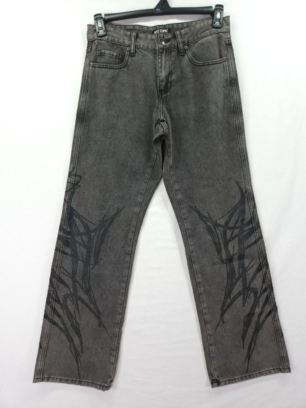 Hot Topic Jeans Mens 28x32 Black Punk Straight Baggie Grunge Y2K Skater Denim